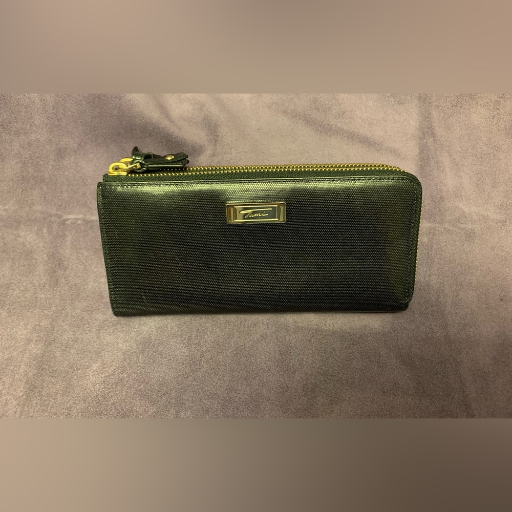 Tumi Leather Dual Slot Zip Around Wallet